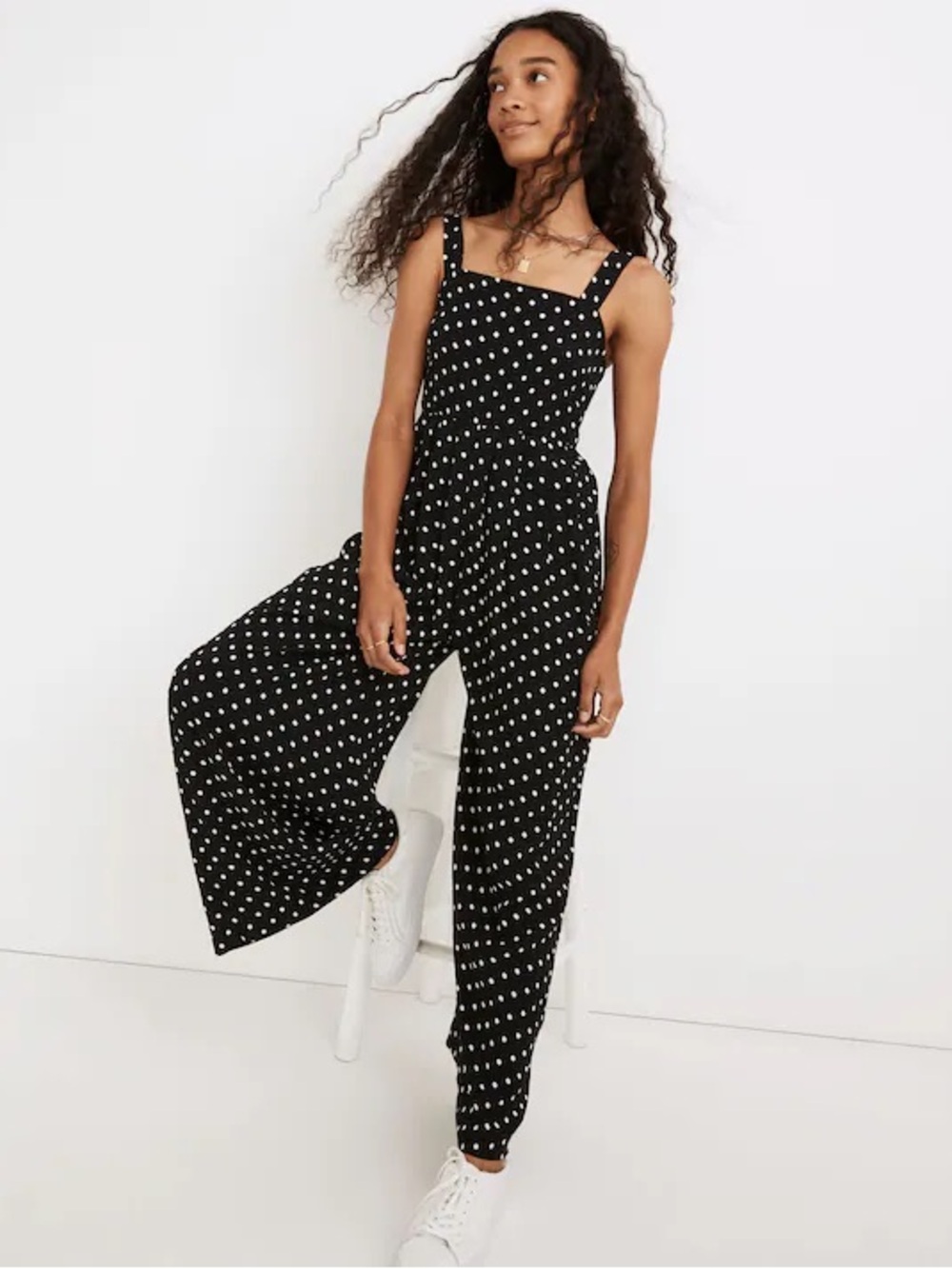Madewell Tank Wide-Leg Jumpsuit in Polka Dot